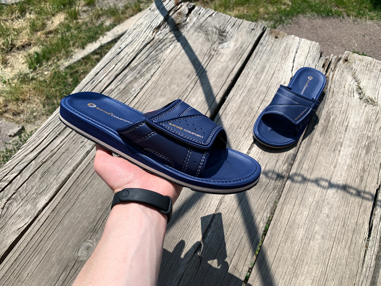 Чоловічі шльопанці на липучці SAHAB Сахаб Navy сині Оригінал