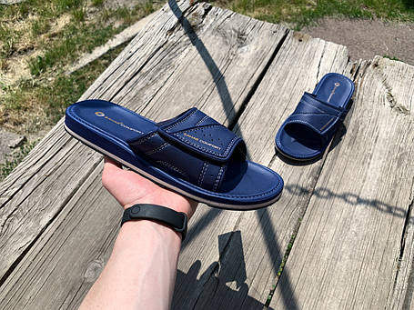 Чоловічі шльопанці на липучці SAHAB Сахаб Navy сині Оригінал, фото 1
