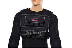 Жилет-обважнювач для занять спортом MegaShape 20 кг чорний, Жилет-обвісник (NEOS)