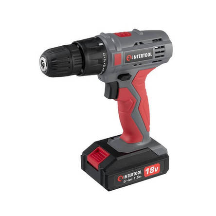 Дриль-шурупокрут акумуляторний Li-Ion 18 В INTERTOOL DT-0315, фото 1