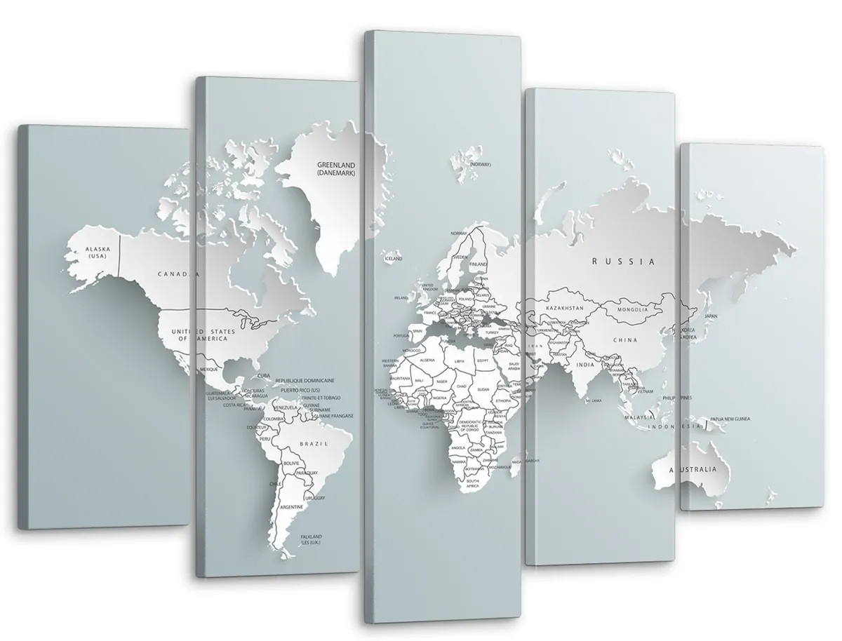 Модульная Картина Декор Карпаты Белоснежная Карта Мира 80x125 См ...