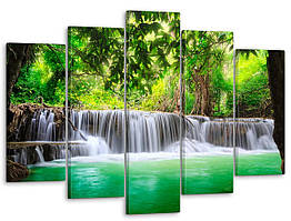 Модульна картина на полотні на стіну для інтер`єру/спальні/прихожої DK Красиві водоспади 80x125 см (MK50123)