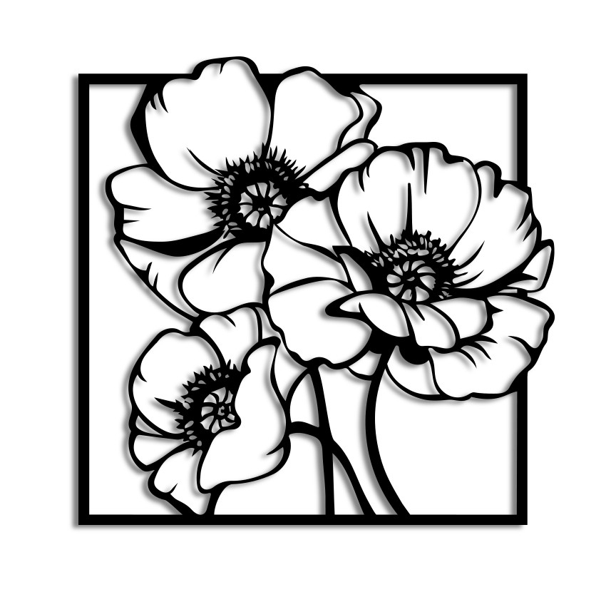 Картина Панно із дерева DK Квітка Маки (pn206)