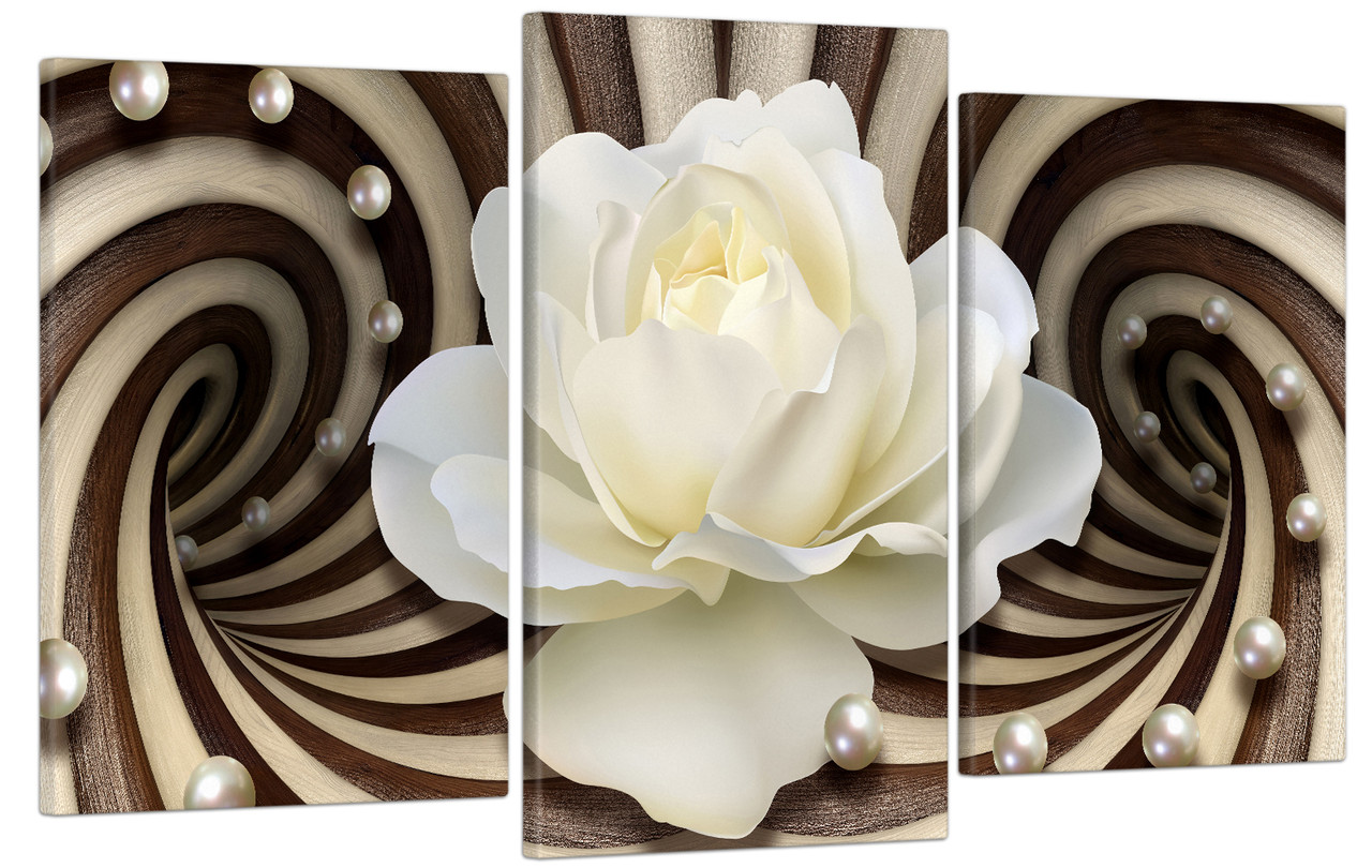 Модульна картина на полотні на стіну для інтер`єру/спальні/прихожої DK Абстракція з білою трояндою 53x100 см (MK30027_E)