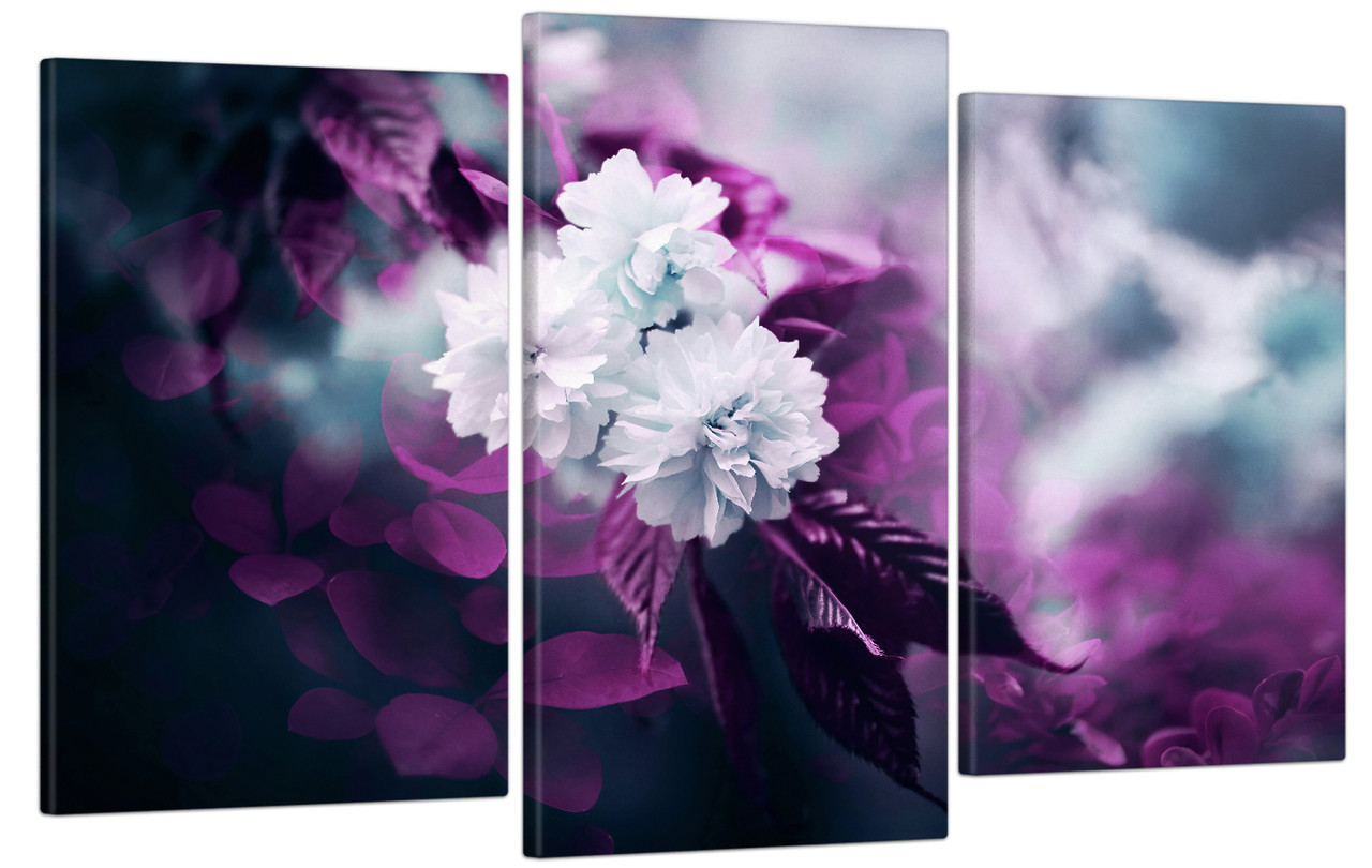 Модульна картина на полотні на стіну для інтер`єру/спальні/прихожої DK Білі квіти у рожевих тонах 53x100 см (MK30095_E)