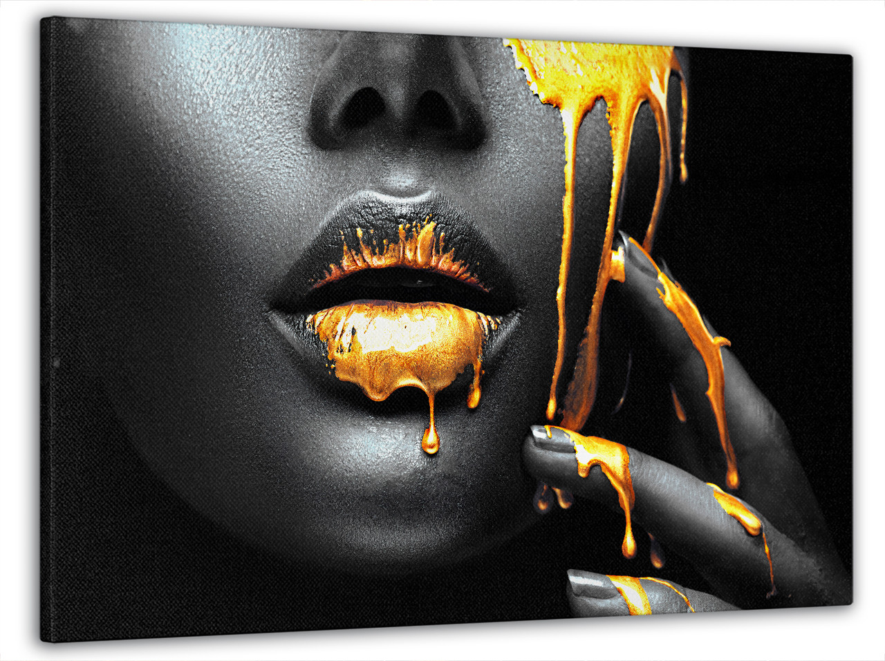 Картина на полотні на стіну для інтер`єру/спальні/прихожої DK Чорно-біла дівчина у золоті 60x100 см (MK10096_M)
