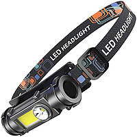 Акумуляторний налобний світлодіодний ліхтар Bailong GL-211, з 2 типами світлодіодів: Q5 + COB панель