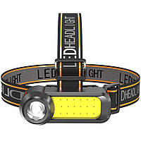 Акумуляторний налобний світлодіодний ліхтар Bailong WH-1707, з 2 діодами: XRE Q5 + COB