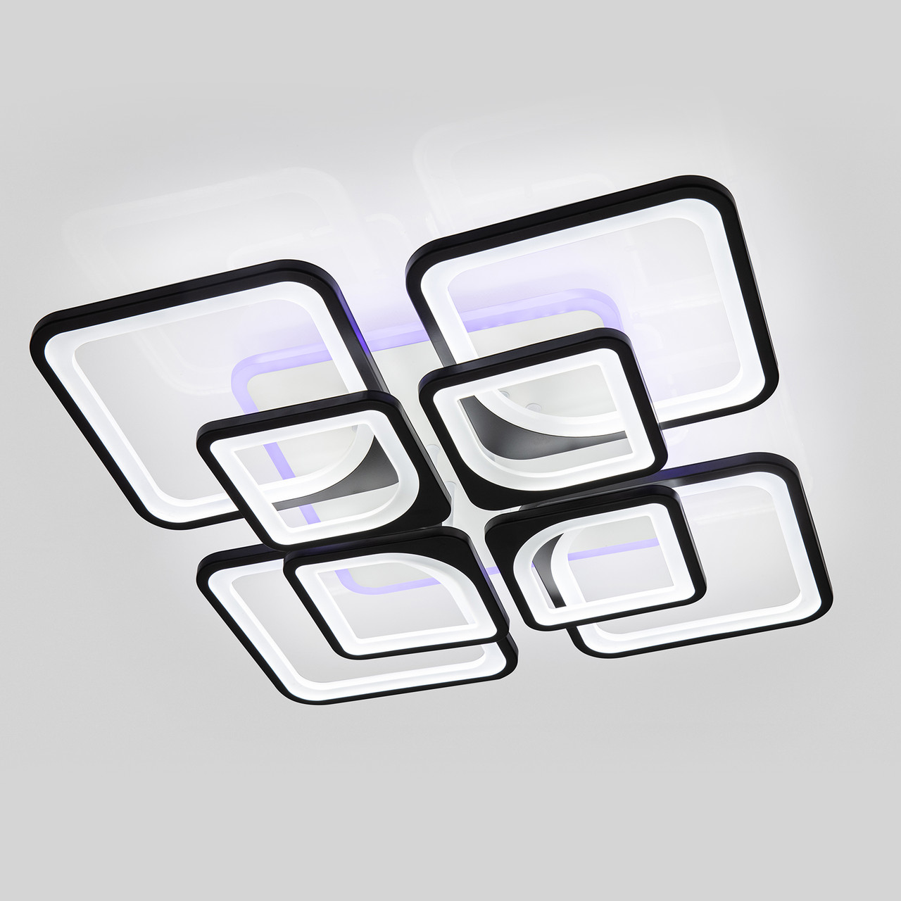 Квадратна світлодіодна люстра з пультом до 30 м² 1115/4+4 BK, фото 1