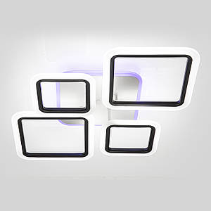Led люстра 96 Вт з пультом керування до 18 м² Ромби чорно-біла (1127/2+2 Bk)