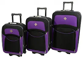 Набір валіз дорожніх текстильних на колесах Bonro (Бонро) Style чорно-т. фіолетовий (3 шт) (10010311)