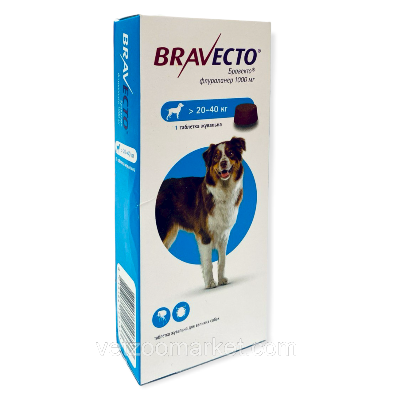 Купити Бравекто Bravecto 1000,0 мг для собак 20 40 кг, ціна 1099 грн ...