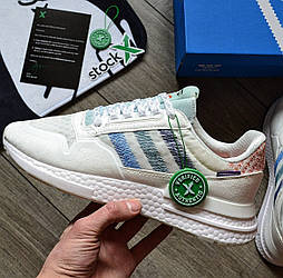 Чоловічі кросівки AdidasZX 500 x Commonwealth "White" літні в сітку весна-літо-осінь повсякденні білі. Живе фото. топ