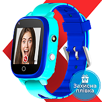 Дитячий розумний годинник з GPS JETIX T-Watch 2 з 4G відеодзвінком (Blue) + захисна плівка в подарунок