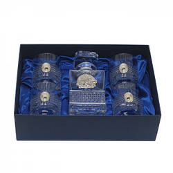 Набір для віскі Boss Crystal «Brillante» з кришталю з овальними накладками: графин, 4 склянки