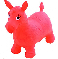 Прыгун Яркая надувная лошадка резиновая (ослик) Детский MS 0001. Нагрузка до 50 кг Красный