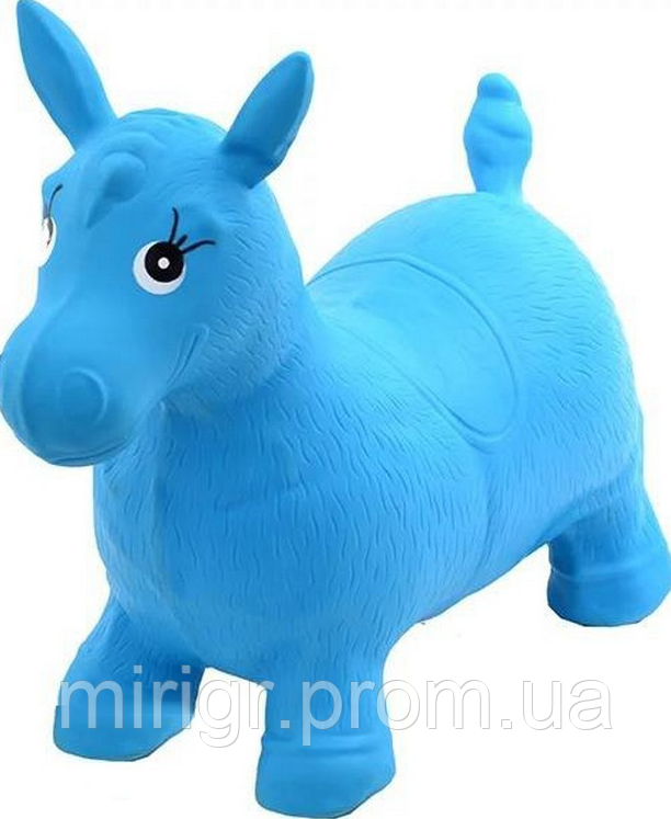 Стрибун Яскрава надувна конячка гумова (віслюк) Дитячий MS 0001. Навантаження до 50 кг Блакитно\синій