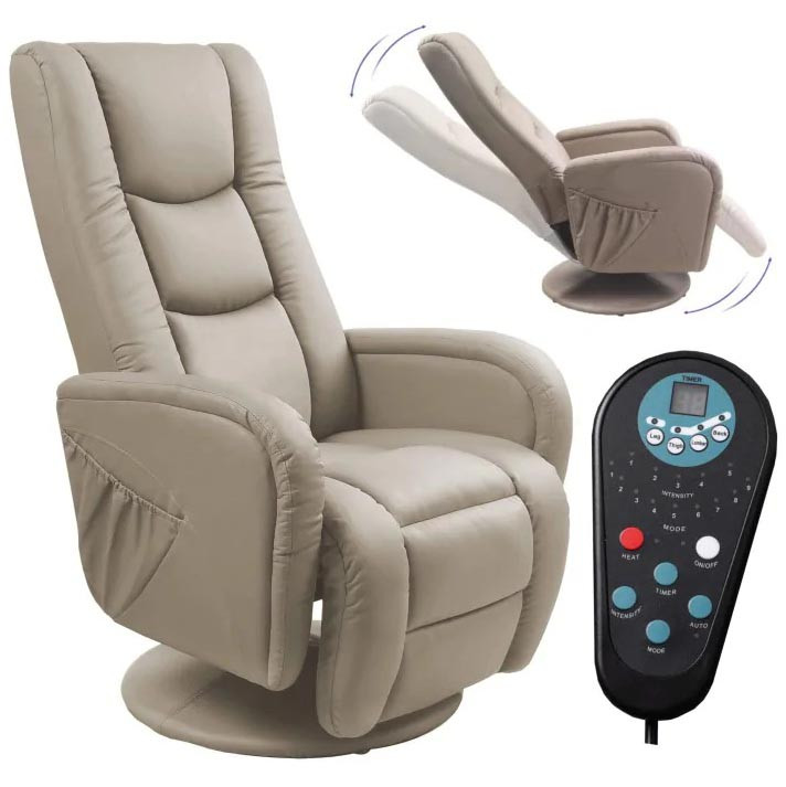 Раскладное Кресло Pulsar Капучино Из Кожзама для Отдыха с Массажем на ...