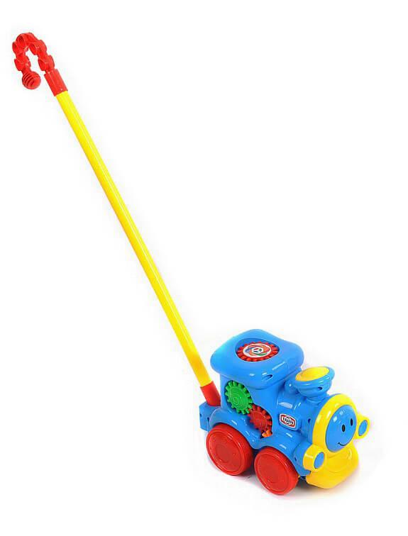 Каталка іграшкова паровозик 20см на паличці Metr+ 0373MR(BLUE)