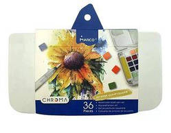 Фарби акварельні "Marco" 36 кольорів,з пензликом, Chroma,1050 -36AB, шт