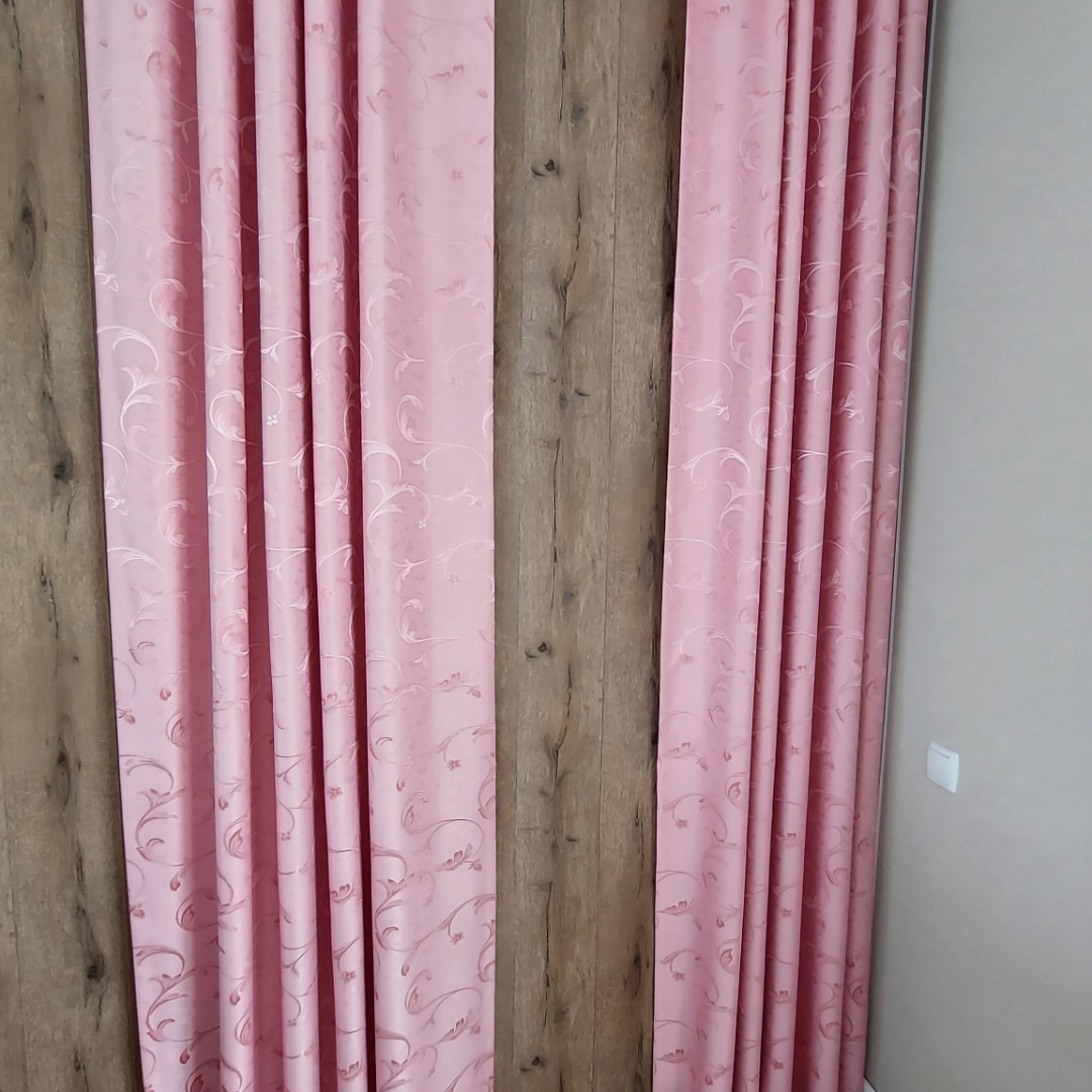 Комплект штор, розовый , с классическим вензелем
