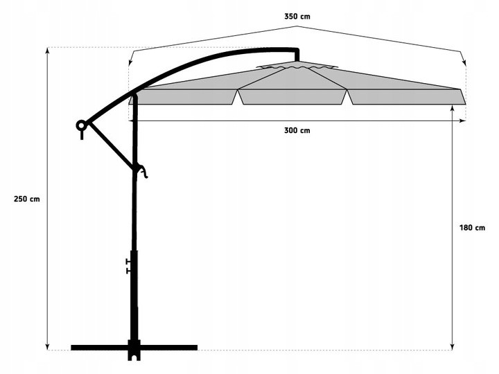 Садова парасолька з подовжувачем Sternhoff сірий 350 х 250 см - фото 3 - id-p1634525358