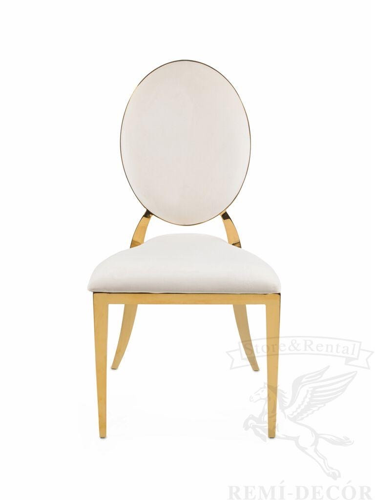Стілець REMY-DECOR Мілан із неіржавкої сталі золотий із м'яким сидінням і спинкою білого кольору для дому