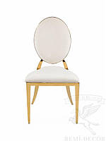 Стул REMY-DECOR Милан из нержавеющей стали золотой с мягким сиденьем и спинкой белого цвета для дома