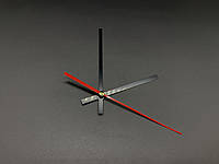 Стрілки годинникові для настінного годинника чорна хвилинна і годинна, червона секундна металеві 11х12х9 см
