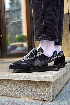 Чоловічі кросівки Nike SACAI Black Найк Сакаї Блек 44, фото 2