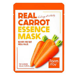 Тканевая маска с морковью для энергии и упругости кожи FarmStay Real Carrot Essence Mask