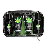 Набір для ванни та душу CBD Luxe Travel set 4 предмети гель пена скраб лосьон з зеленим чаєм та конопляним маслом, фото 6