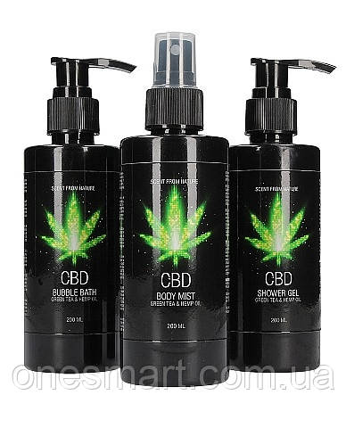 Набір для ванни та душу CBD Care set з зеленим чаєм та конопляним маслом для зволоження шкіри, фото 1