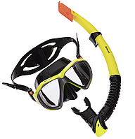 Маска и трубка для плавания Zelart желтый / Набор для плавания маска с трубкой / Маска и трубка для ныряния