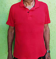 Великий 58 розмір. Чоловіча трикотажна червона футболка. Літня теніска ПОЛО з коміром