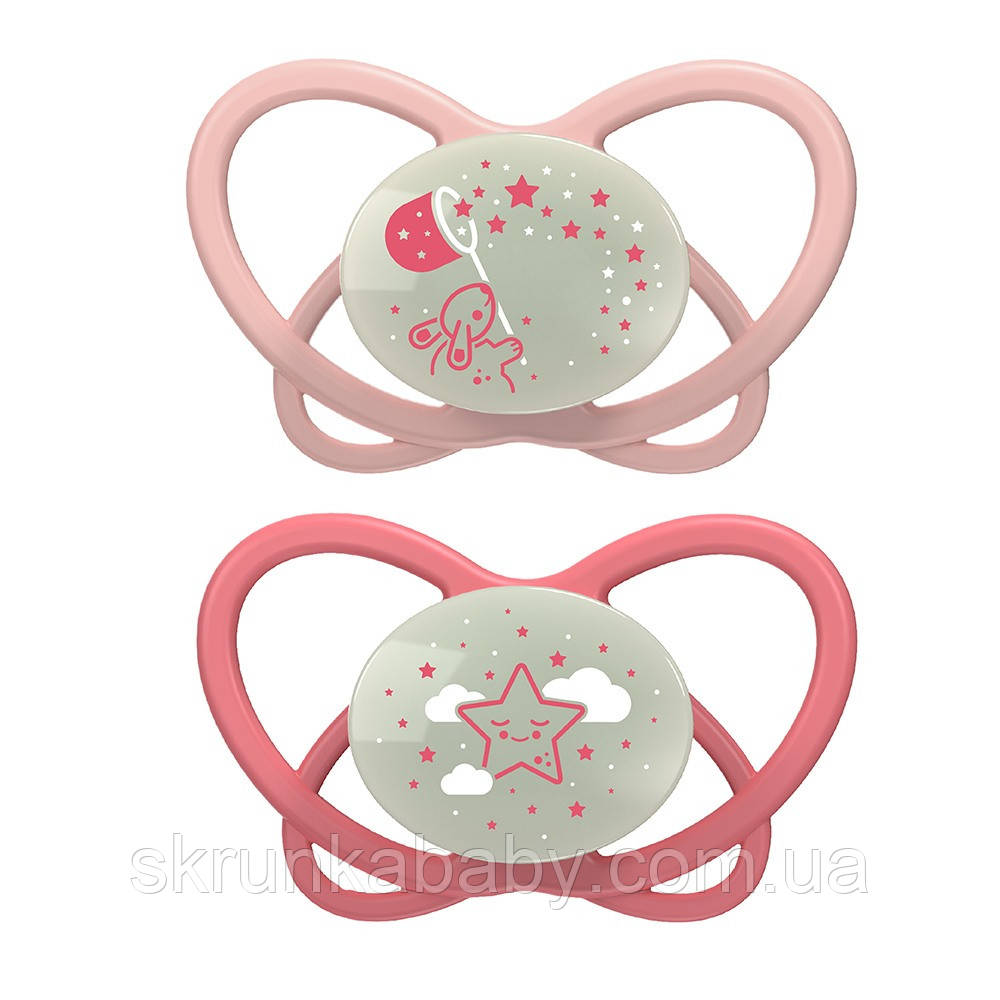 Пустушка Nip My Butterfly Night Мій Метелик Ніч (0-6 міс) 2шт + Футляр-стерилізатор (колір рожевий)