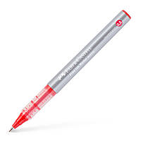 Ручка-ролер одноразова Faber-Castell Free Ink rollerball, 0,5 мм, Срібний корпус + червоний ковпачок, Червоний