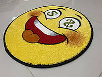 Круглый коврик Смайлик Kolibri, диаметр 67 см., желтый Доллар, для детской комнаты и декора