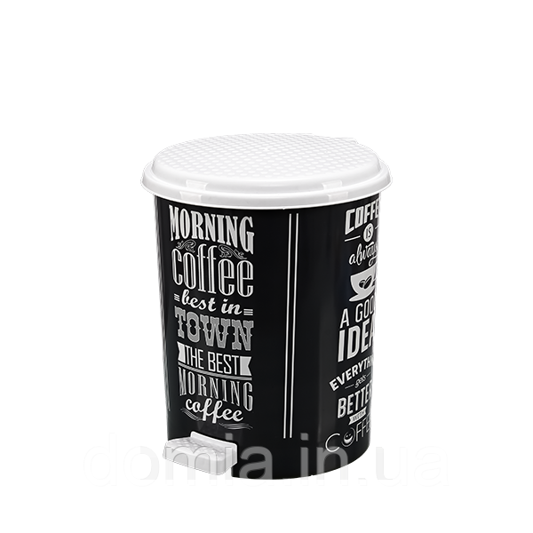 Відро для сміття з педаллю з малюнком Чорна кава (23*25*28 см) 11 л, Elif Plastik Туреччина Е-365