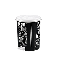 Ведро мусорное с педалью c рисунком Чёрный кофе (23*25*28 cм) 11 л, Elif Plastik Турция Е-365