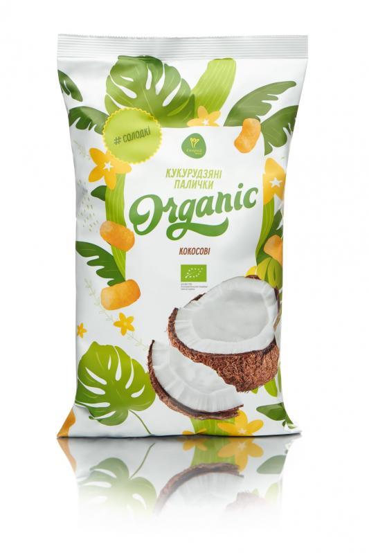 Кукурудзяні палички кокосові органічні ТМ "Екород", 70 грам, фото 1