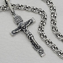 Комплект! Срібний ланцюжок з хрестиком Срібло 925 пробі