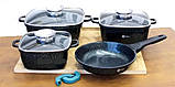 Набір каструль і сковорода з гранітним антипригарним покриттям 12 предметів Higher Kitchen HK-312, фото 4