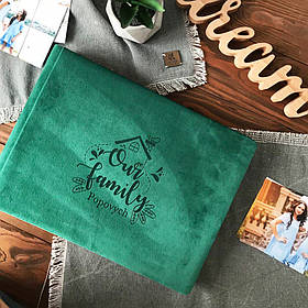 Велюровий оригінальний фотоальбом "Our Family" Зелений 31х23 см RM04-15