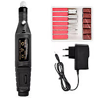 Портативний чорний фрезер (міні ручка) на 13000 об./хв., 9 Вт. для домашнього манікюру