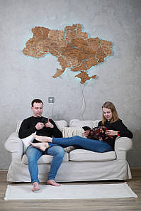 Дерев'яна карта України CraftBoxUA з підсвічуванням на акрилі