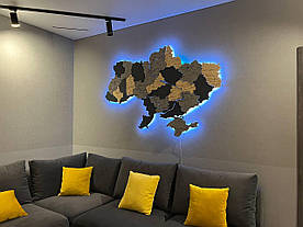 Дерев'яна карта України CraftBoxUA з підсвічуванням на акрилі 207x138 см