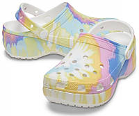 Женские сабо Crocs Classic Platform Tie-Dye Graphic Clog,оригинал (207151)