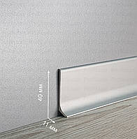 Плінтус алюмінієвий 40 мм накладний SVP-40S (2600 мм), Срібло