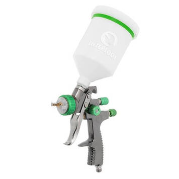 Фарбопульт пневматичний LVLP GREEN INTERTOOL PT-0132: 200 л/хв, діаметр форсунки 1.3 мм, 600 мл бачок